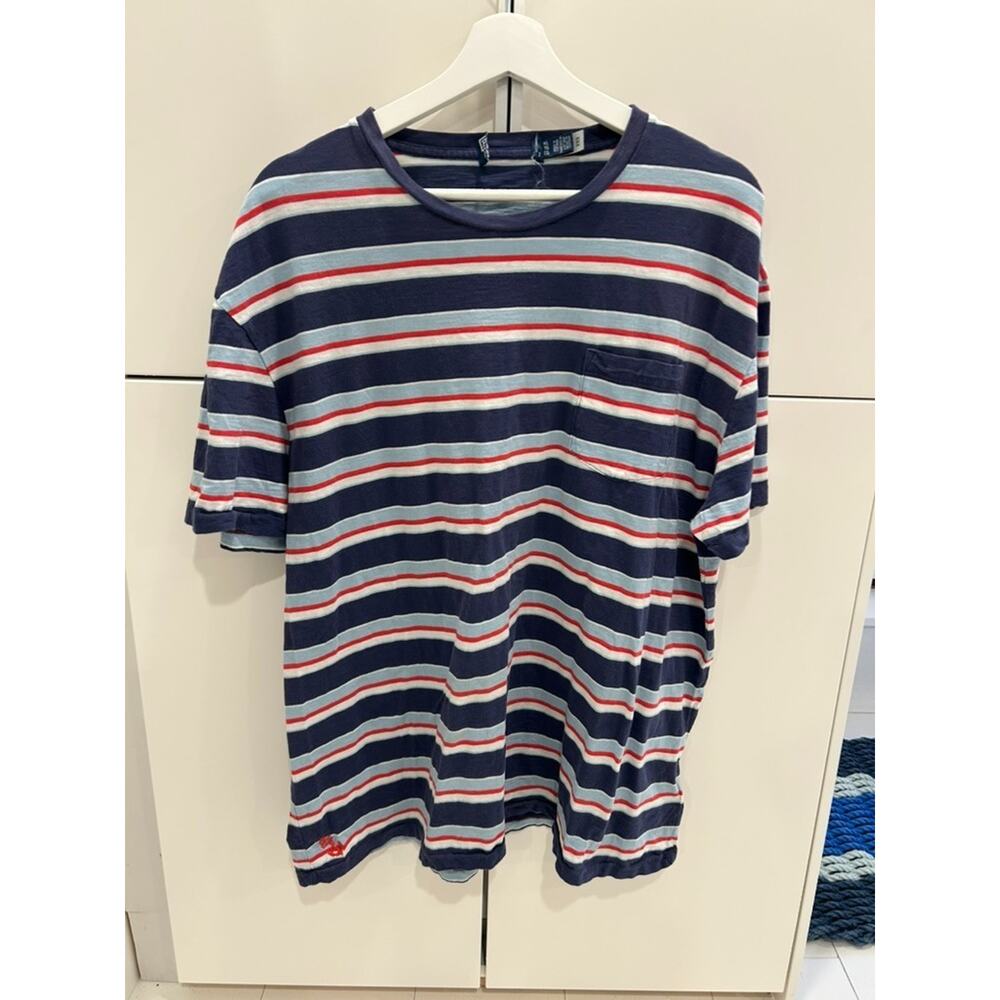 Polo Ralph Lauren Nautical Anchor Striped Pocket T-Shirt Men’s XL Blue Red Navy